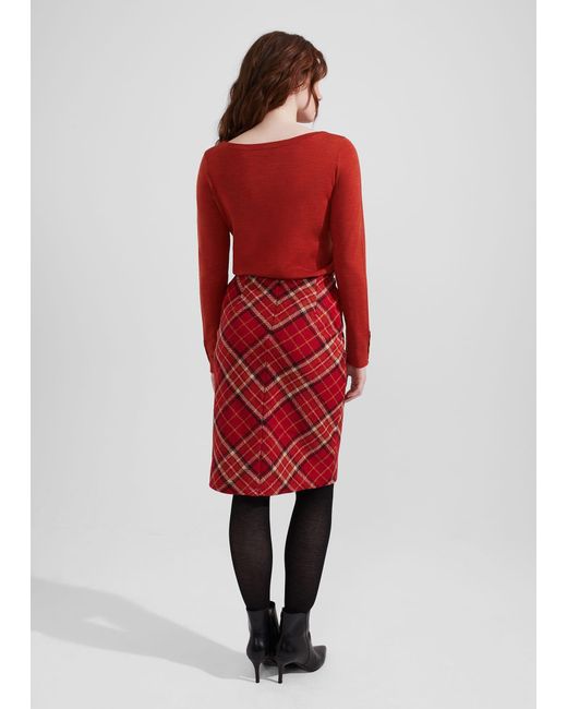 Hobbs Red Daphne Wool Skirt