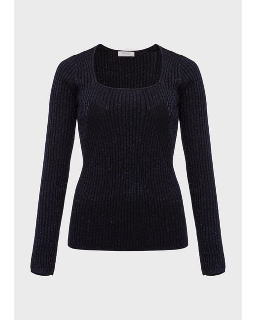 Hobbs Black Mariella Square Neck Jumper
