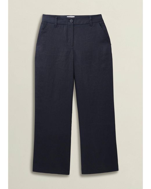 Hobbs Blue Lynn Linen Trousers