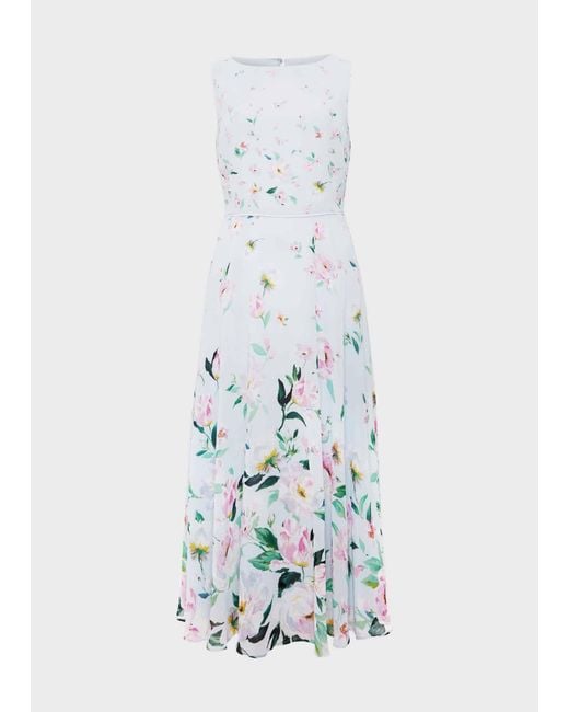 Hobbs White Petite Carly Floral Midi Dress