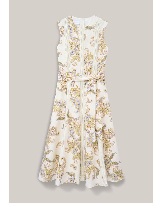 Hobbs Natural Petite Uma Trimmed Linen Dress