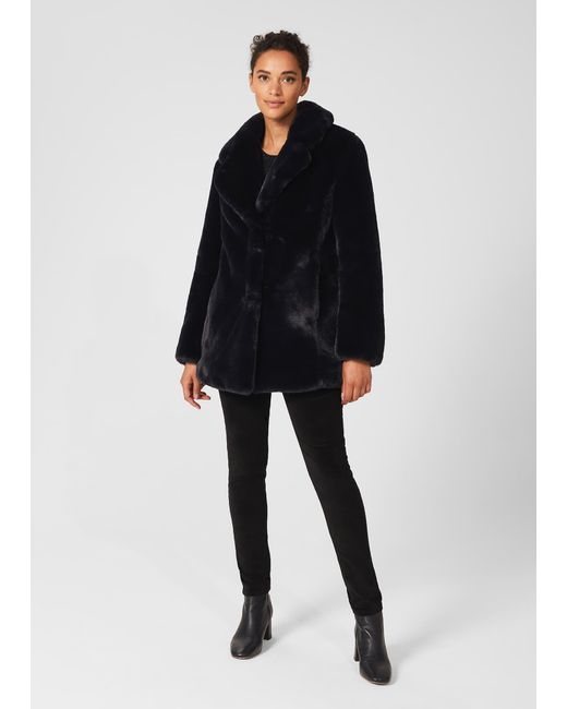 Hobbs Black Briony Faux Fur Coat