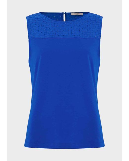 Hobbs Blue Paige Cotton Broderie Top