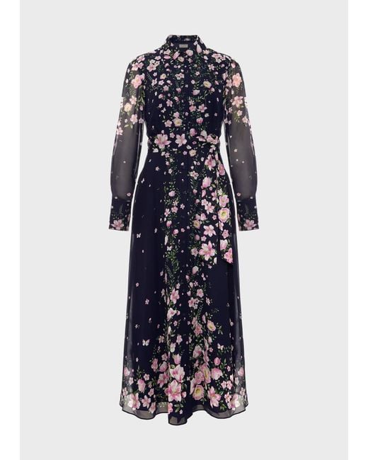 Hobbs White Petite Juliet Floral Silk Dress