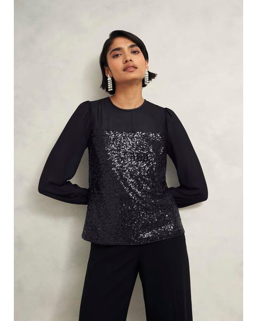 Hobbs Blue Zariah Sequin Top
