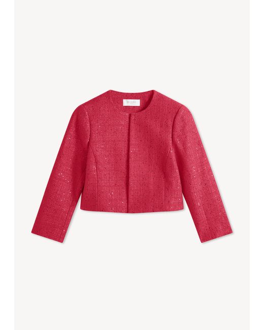 Hobbs Red Prisha Sequin Tweed Jacket