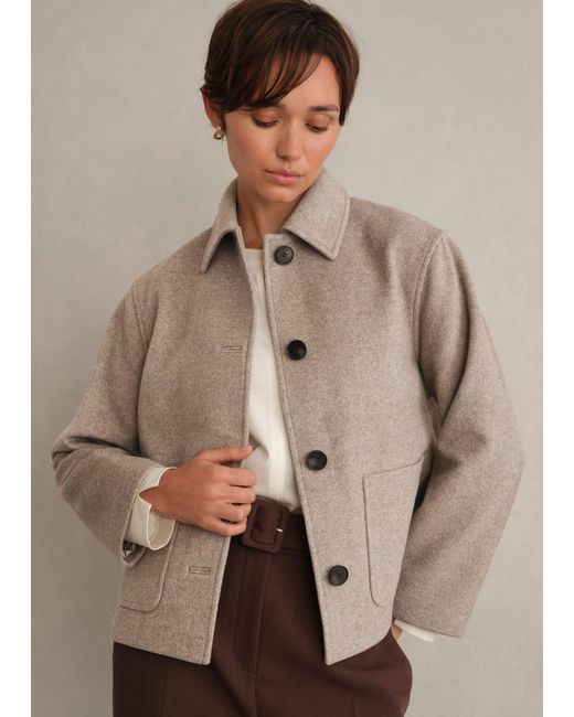 Hobbs Brown Milly Wool Blend Jacket