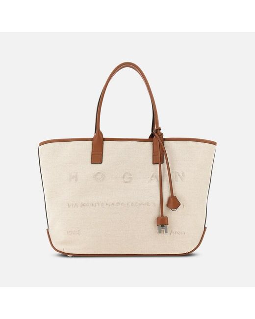 Sac Shopping Script Medium Hogan en coloris Natural