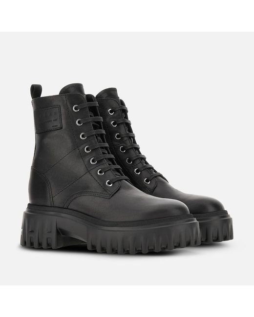 Hogan Black Combat Boots H700
