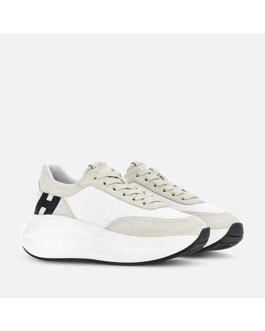 Hogan White Sporty Sneakers,