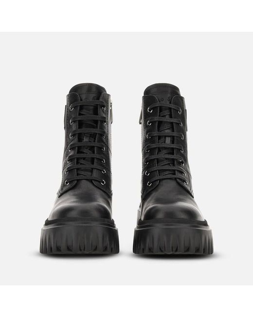Hogan Black Combat Boots H700