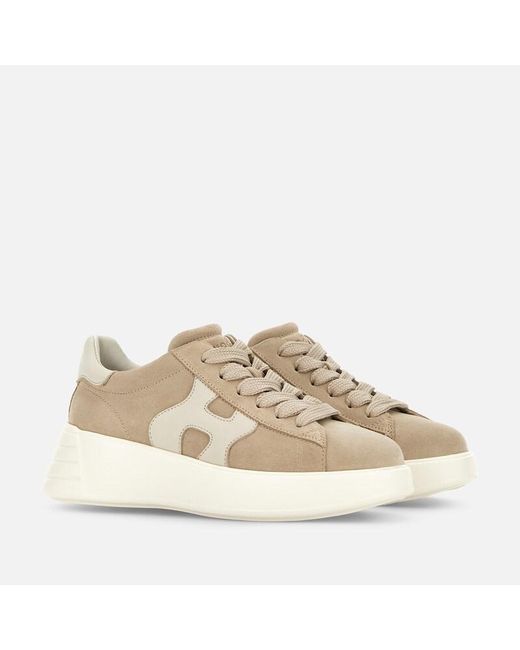 Hogan Natural Cream Rebel H562 Lace-Up Sneakers