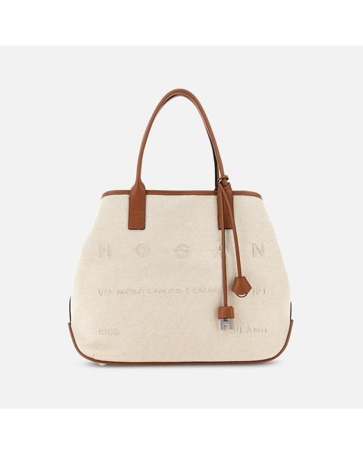 Sac Shopping Script Medium Hogan en coloris Natural