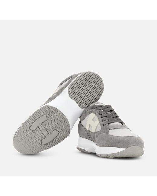 Hogan Gray Interactive Lace-Up Sneakers for men