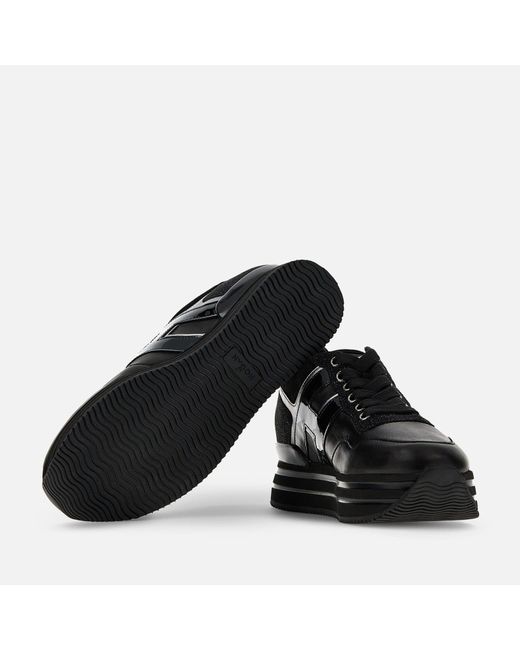 Zapatillas de cuero negras con detalles brillantes Hogan de color Black