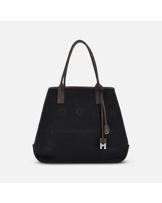 Sac Shopping Address Medium Hogan en coloris Black