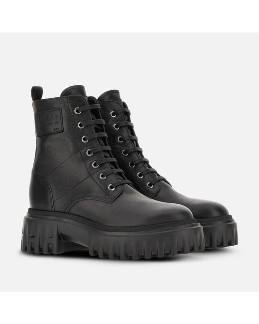 Hogan Black Combat Boots H700
