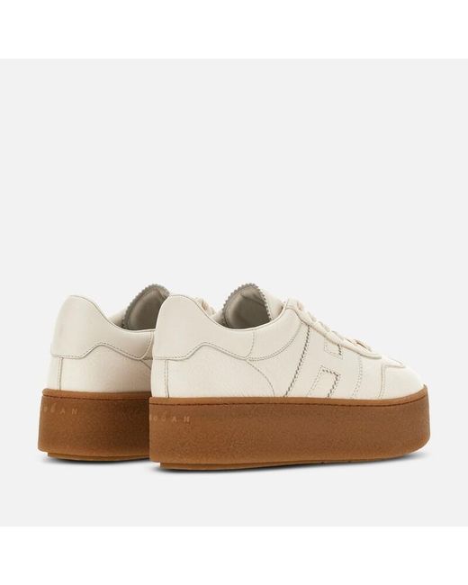 Hogan White Yogurt H698 Allacciato H Lace-Up Shoes
