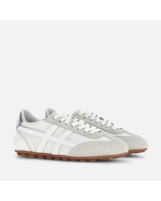 Hogan White Sporty Sneakers,