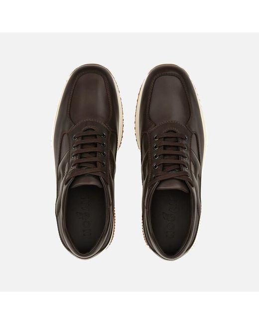 Hogan Brown Sophisticated Calfskin Interactive Shoes for men