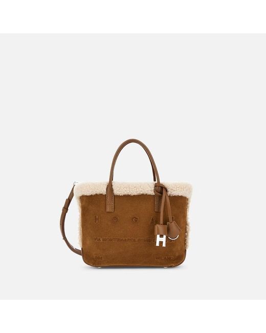 Sac Shopping Address Mini Hogan en coloris Brown