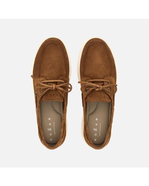 Hogan Brown H668 Barca Loafers for men