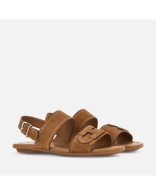 Hogan Brown Flat Sandals
