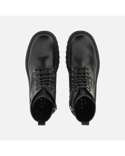 Hogan Black Combat Boots H700