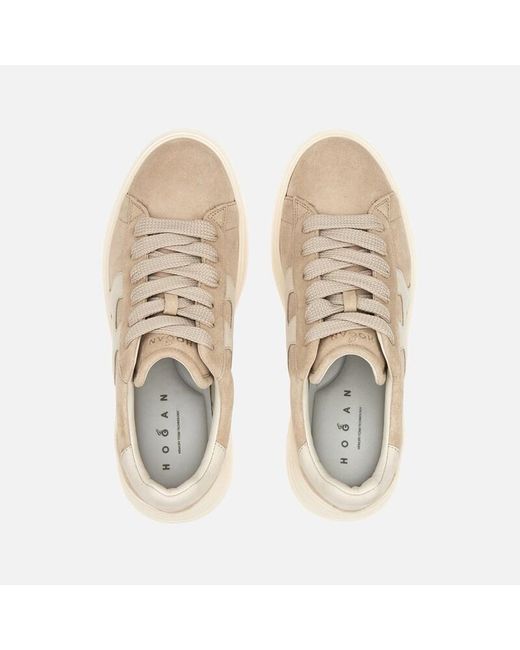 Hogan Natural Cream Rebel H562 Lace-Up Sneakers