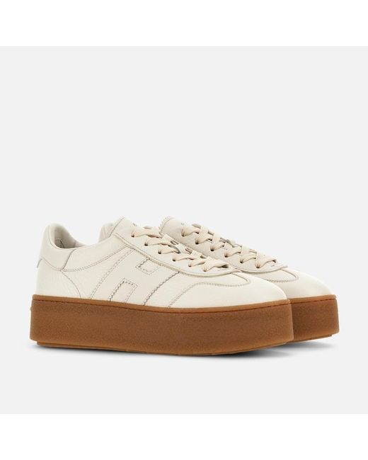 Hogan White Yogurt H698 Allacciato H Lace-Up Shoes