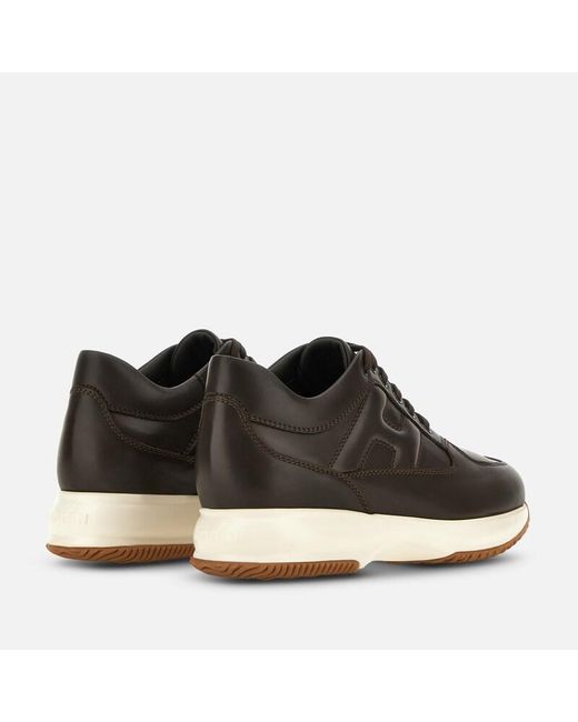 Hogan Brown Sophisticated Calfskin Interactive Shoes for men