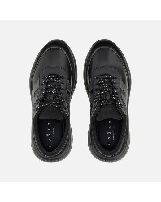 Hogan Black Contemporary Leather Sneakers With Sculpted Sole