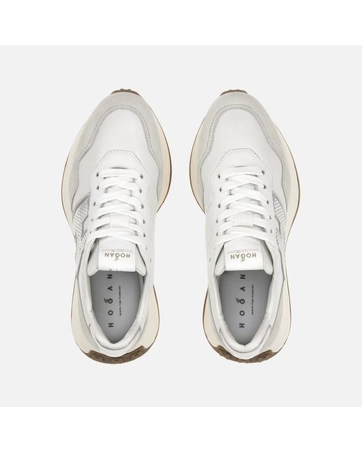 Hogan White Sporty Sneakers,