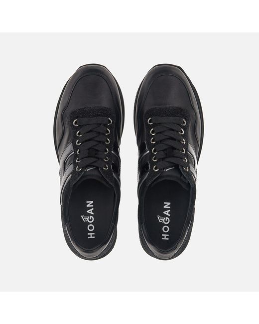 Zapatillas de cuero negras con detalles brillantes Hogan de color Black