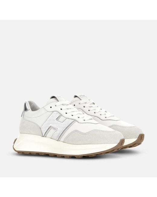 Hogan White Sporty Sneakers,