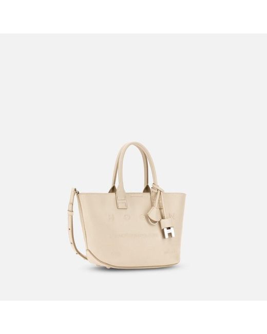 Sac Shopping Address Mini Hogan en coloris Natural