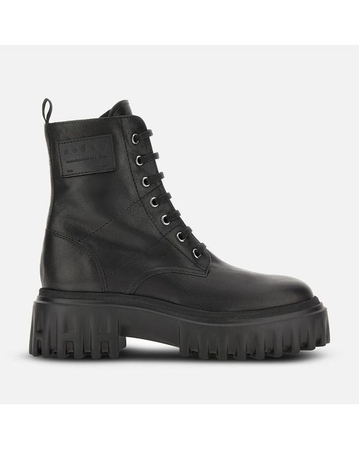 Hogan Black Combat Boots H700