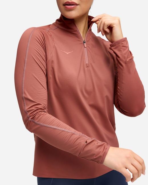 Hoka One One Red Glidetech Quarter Zip Jacket