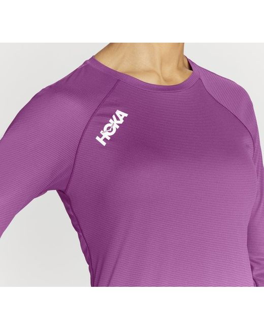 Hoka One One Purple Glide Shirt mit 3⁄4-Ärmeln für Damen in Beautyberry Größe L | Langarmshirts