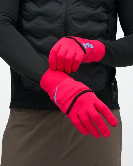 Hoka One One Red Coldsnap Fleece Gloves
