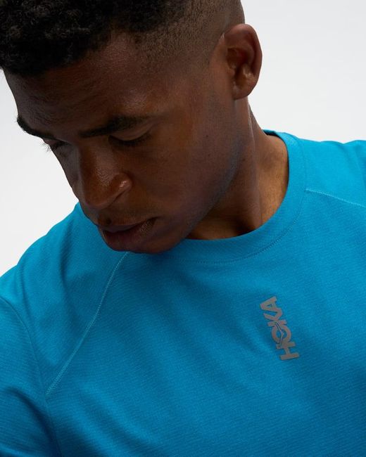 Hoka One One Blue Everyrun Short Sleeve Top for men
