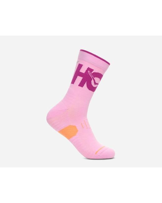 Hoka One One Pink Crew Run Sock