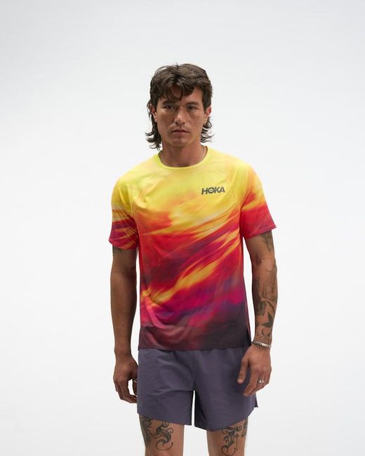 Hoka One One Red Race Day Short Sleeve Top for men