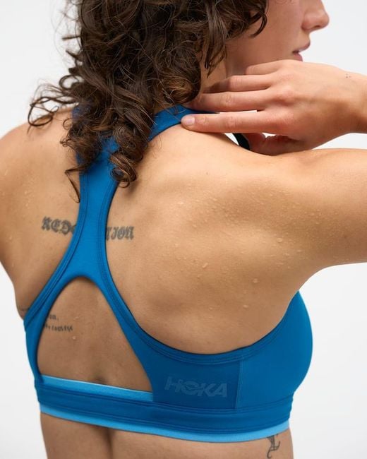 Hoka One One Blue Hupana Sports Bra Removable Cup