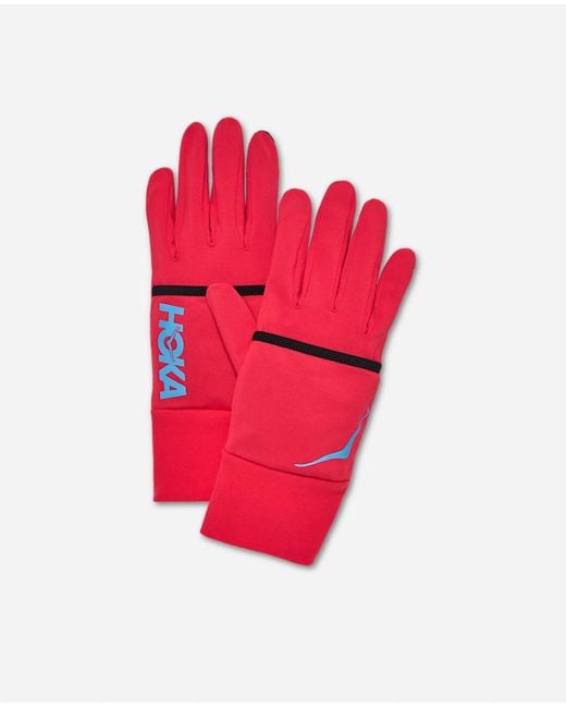 Hoka One One Red Coldsnap Fleece Gloves