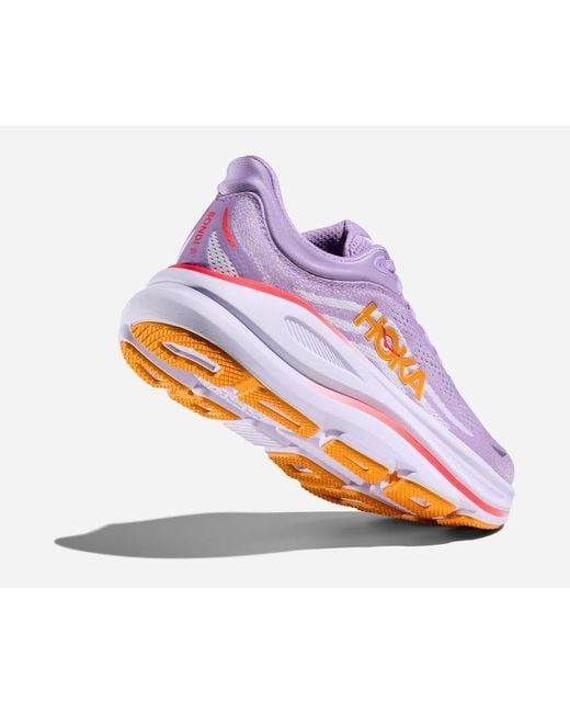 Hoka One One Purple Bondi 9 Schuhe für Damen in Aster Flower/Starlight Glow Größe 36 Weit | Straße