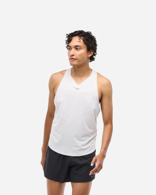 Hoka One One White Race Day Singlet for men