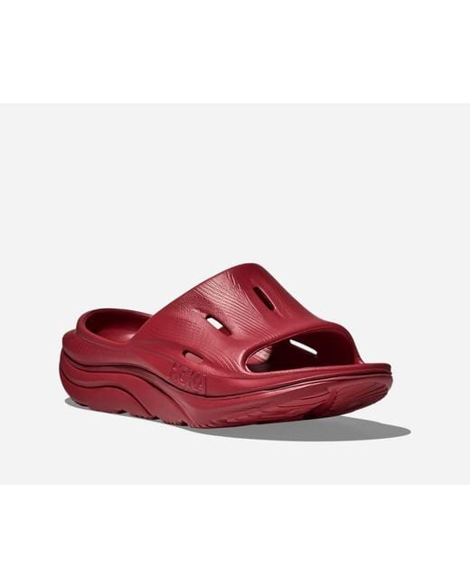 Ora Recovery Slide 3 Chaussures En Taille Hoka One One en coloris Red