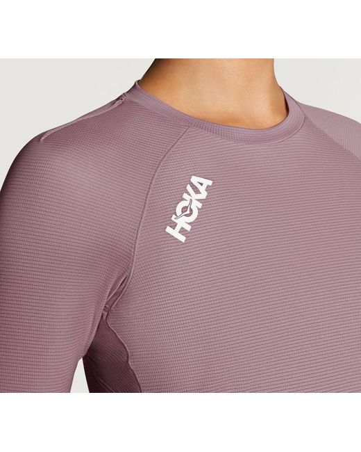 Hoka One One Purple Glide Shirt mit 3⁄4-Ärmeln für Damen in Elderberry Größe L | Langarmshirts