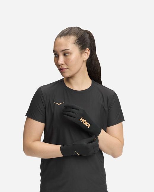 Hoka One One Airolite Laufhandschuhe in Black/Gold Größe XL | Handschuhe
